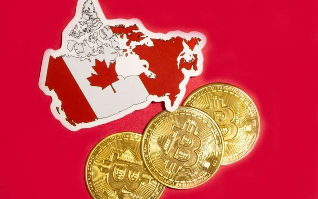 Canada Flag With Bitcoin coins
